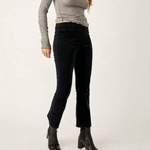 Free People We The Free In My Feelings Black Velour Side Zip Boot Cut Pants Sz M